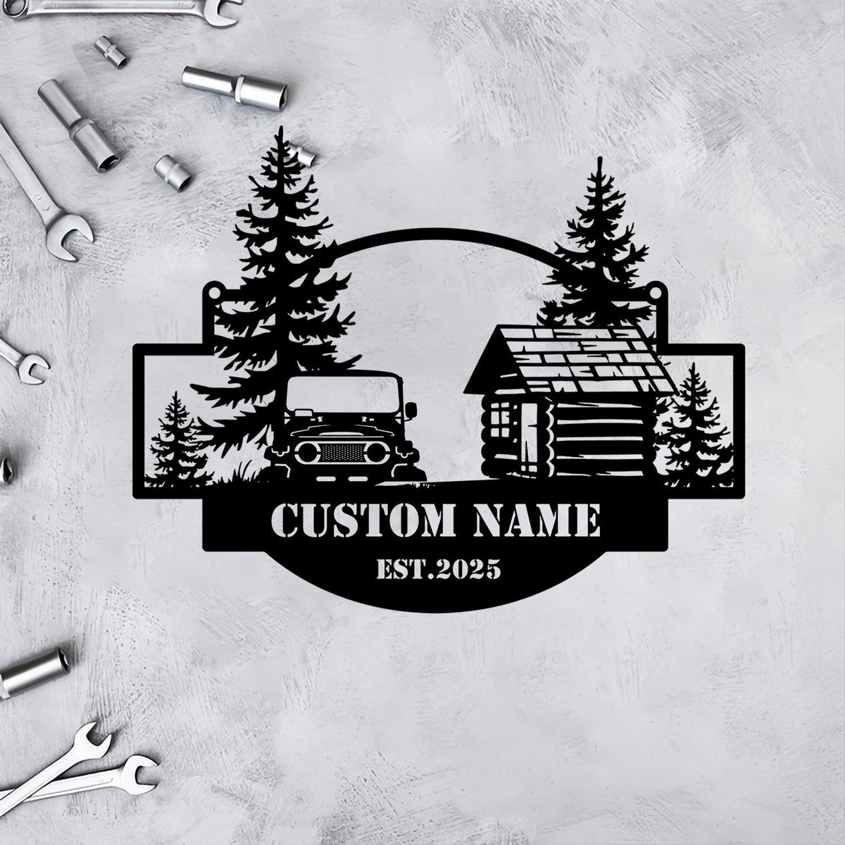 Personalized Car Fj40 Metal Sign Offroad Truck Pine Forest Cabin Style Custom Metal Wall Art Gift for Husband