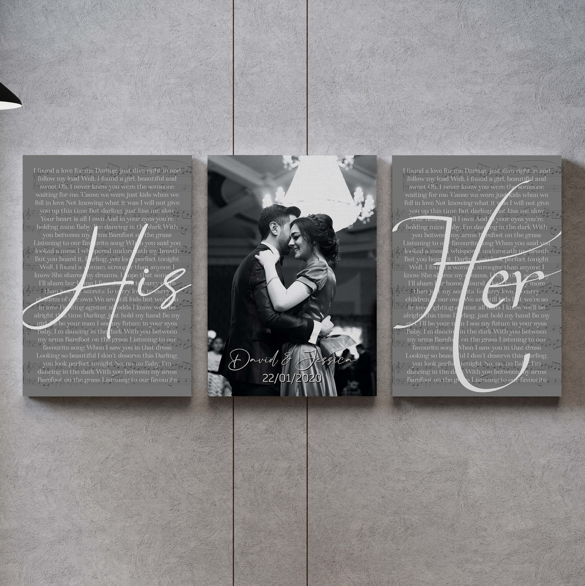 Custom Wedding Photo And Vows Set Of Wall Art, Wedding Anniversary Gift Ideas For Couple Framed Prints, Canvas