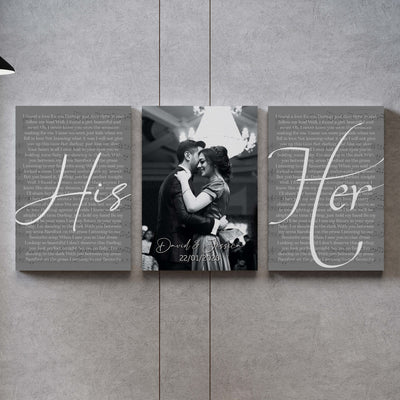Custom Wedding Photo And Vows Set Of Wall Art, Wedding Anniversary Gift Ideas For Couple Framed Prints, Canvas