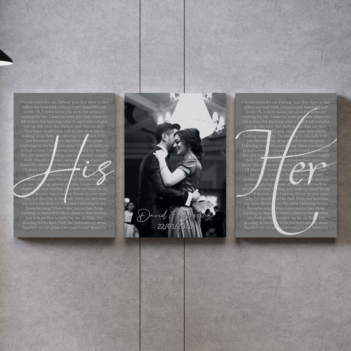 Custom Wedding Photo And Vows Set Of Wall Art, Wedding Anniversary Gift Ideas For Couple Framed Prints, Canvas