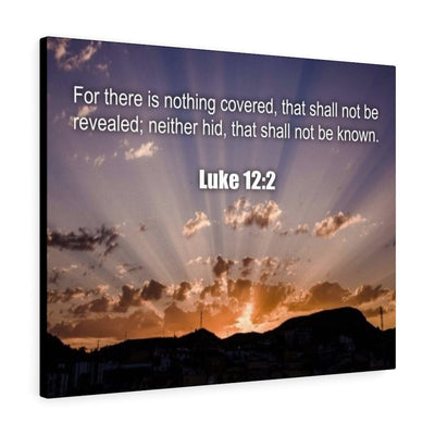 Scripture Canvas Nothing Covered Luke 12:2 Christian Wall Art Bible Verse Meaningful Home Decor Gifts Unique Housewarming Gift Ideas Framed Prints, Canvas