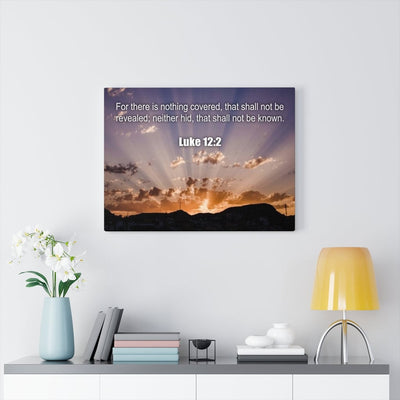 Scripture Canvas Nothing Covered Luke 12:2 Christian Wall Art Bible Verse Meaningful Home Decor Gifts Unique Housewarming Gift Ideas Framed Prints, Canvas