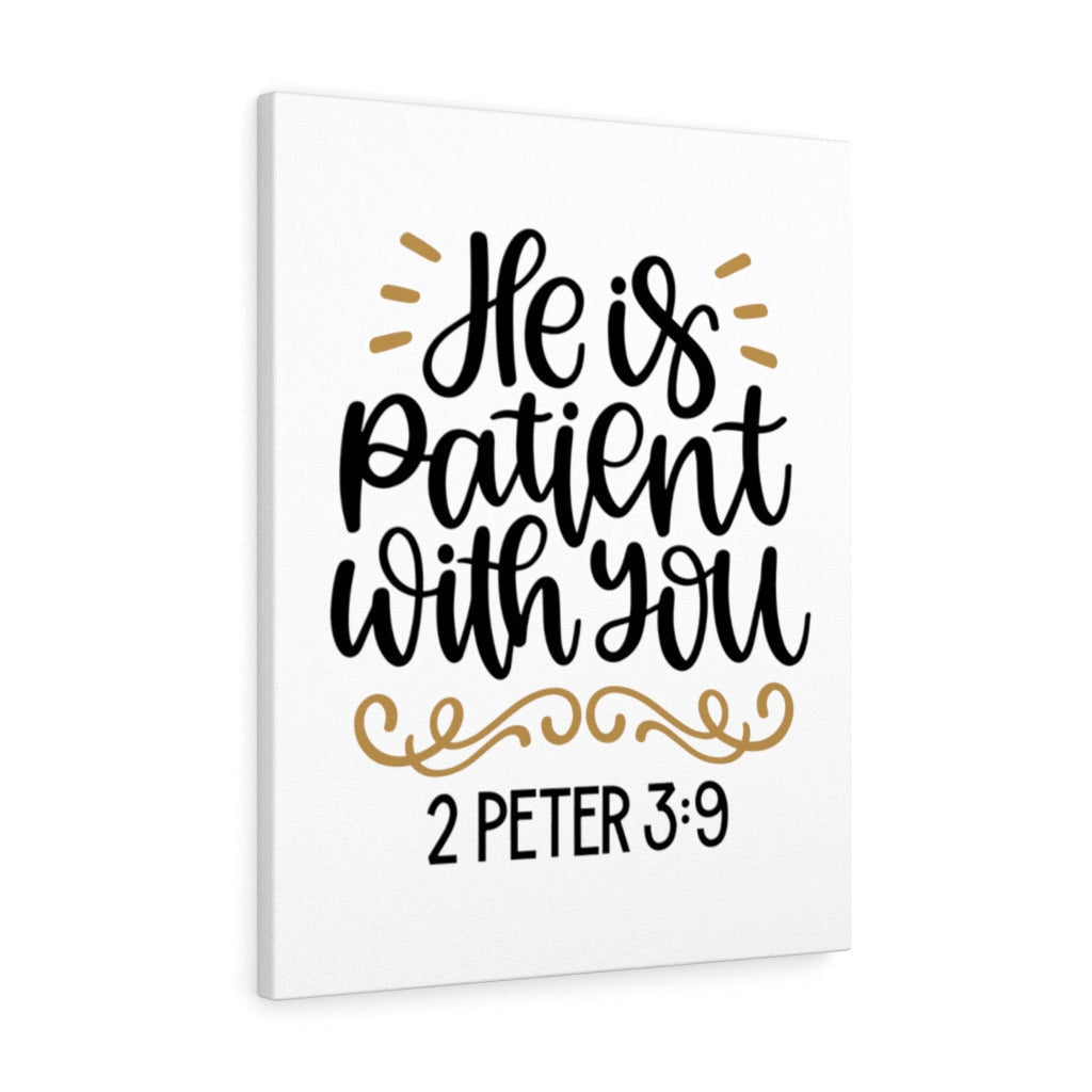 Scripture Canvas Patient 2 Peter 3:9 Christian Wall Art Bible Verse Meaningful Home Decor Gifts Unique Housewarming Gift Ideas Framed Prints, Canvas