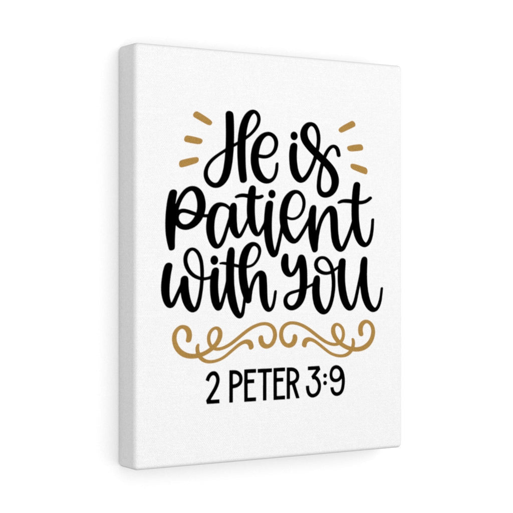Scripture Canvas Patient 2 Peter 3:9 Christian Wall Art Bible Verse Meaningful Home Decor Gifts Unique Housewarming Gift Ideas Framed Prints, Canvas