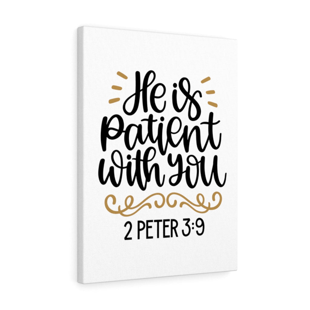Scripture Canvas Patient 2 Peter 3:9 Christian Wall Art Bible Verse Meaningful Home Decor Gifts Unique Housewarming Gift Ideas Framed Prints, Canvas