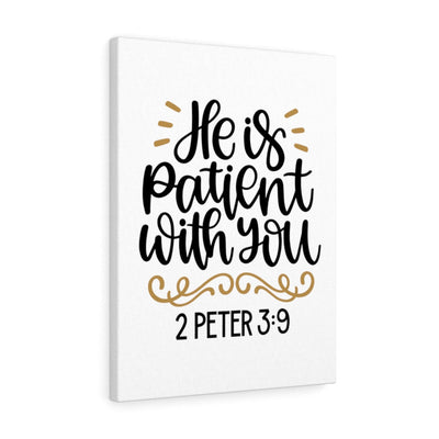 Scripture Canvas Patient 2 Peter 3:9 Christian Wall Art Bible Verse Meaningful Home Decor Gifts Unique Housewarming Gift Ideas Framed Prints, Canvas