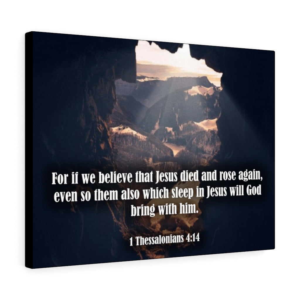 Scripture Canvas Jesus Died and Rose Again 1 Thessalonians 4:14 Christian Wall Art Bible Verse Meaningful Home Decor Gifts Unique Housewarming Gift Ideas Framed Prints, Canvas