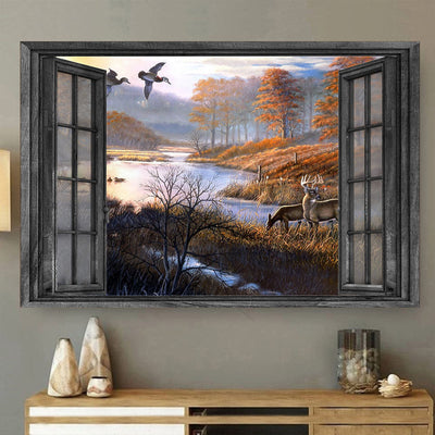 Blacktail Deer 3D Window View  Gift Couple Mallard Hunting Lover Da0395-Tnt Framed Prints, Canvas