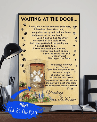 Dog Canvas Wall Art Art Home Decoration Dog Waiting At The Door Custom Name Personalized Framed Prints, Canvas