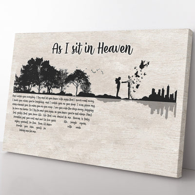 Memorial Wall Art Gift As I Sit In Heaven, Watch You Everyday Wall Art Framed Prints, Canvas