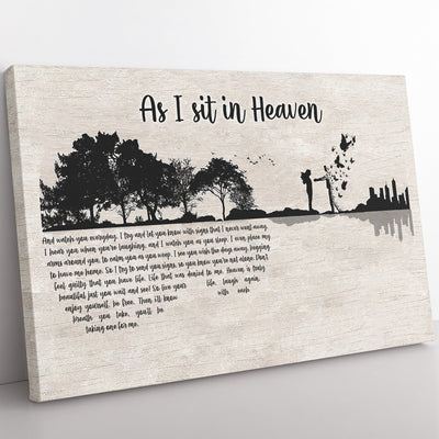 Memorial Wall Art Gift As I Sit In Heaven, Watch You Everyday Wall Art Framed Prints, Canvas
