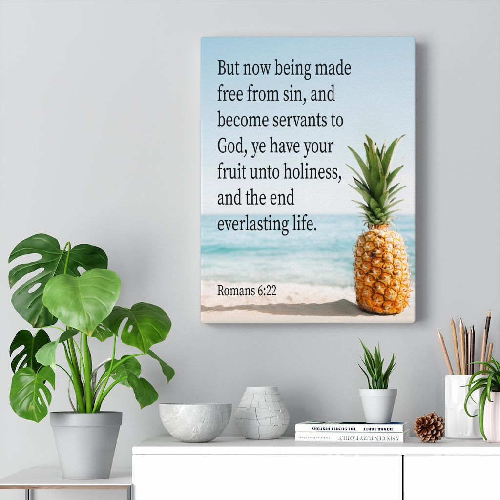 Scripture Canvas Fruit Unto Holiness Romans 6:22 Christian Wall Art Bible Verse Meaningful Home Decor Gifts Unique Housewarming Gift Ideas Framed Prints, Canvas