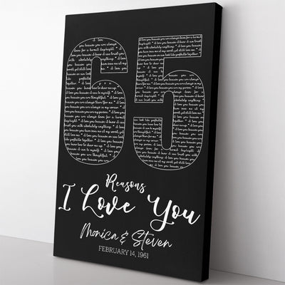 65th Anniversary Gift Wall Art, Custom 65th Anniversary Sign Wall Art Framed Prints, Canvas