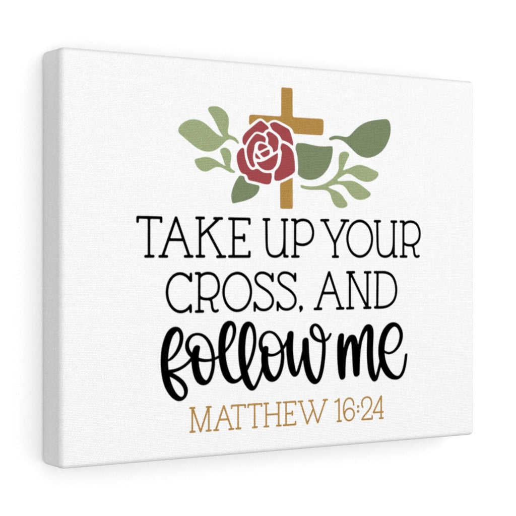 Scripture Canvas Follow Matthew 16:24 Christian Wall Art Bible Verse Meaningful Home Decor Gifts Unique Housewarming Gift Ideas Framed Prints, Canvas
