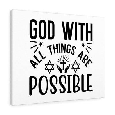 Scripture Canvas God With All Things Are Possible Christian Wall Art Bible Verse Meaningful Home Decor Gifts Unique Housewarming Gift Ideas Framed Prints, Canvas