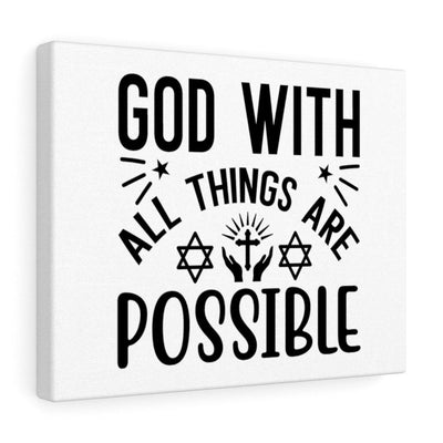 Scripture Canvas God With All Things Are Possible Christian Wall Art Bible Verse Meaningful Home Decor Gifts Unique Housewarming Gift Ideas Framed Prints, Canvas