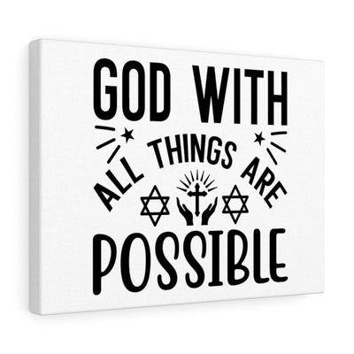 Scripture Canvas God With All Things Are Possible Christian Wall Art Bible Verse Meaningful Home Decor Gifts Unique Housewarming Gift Ideas Framed Prints, Canvas