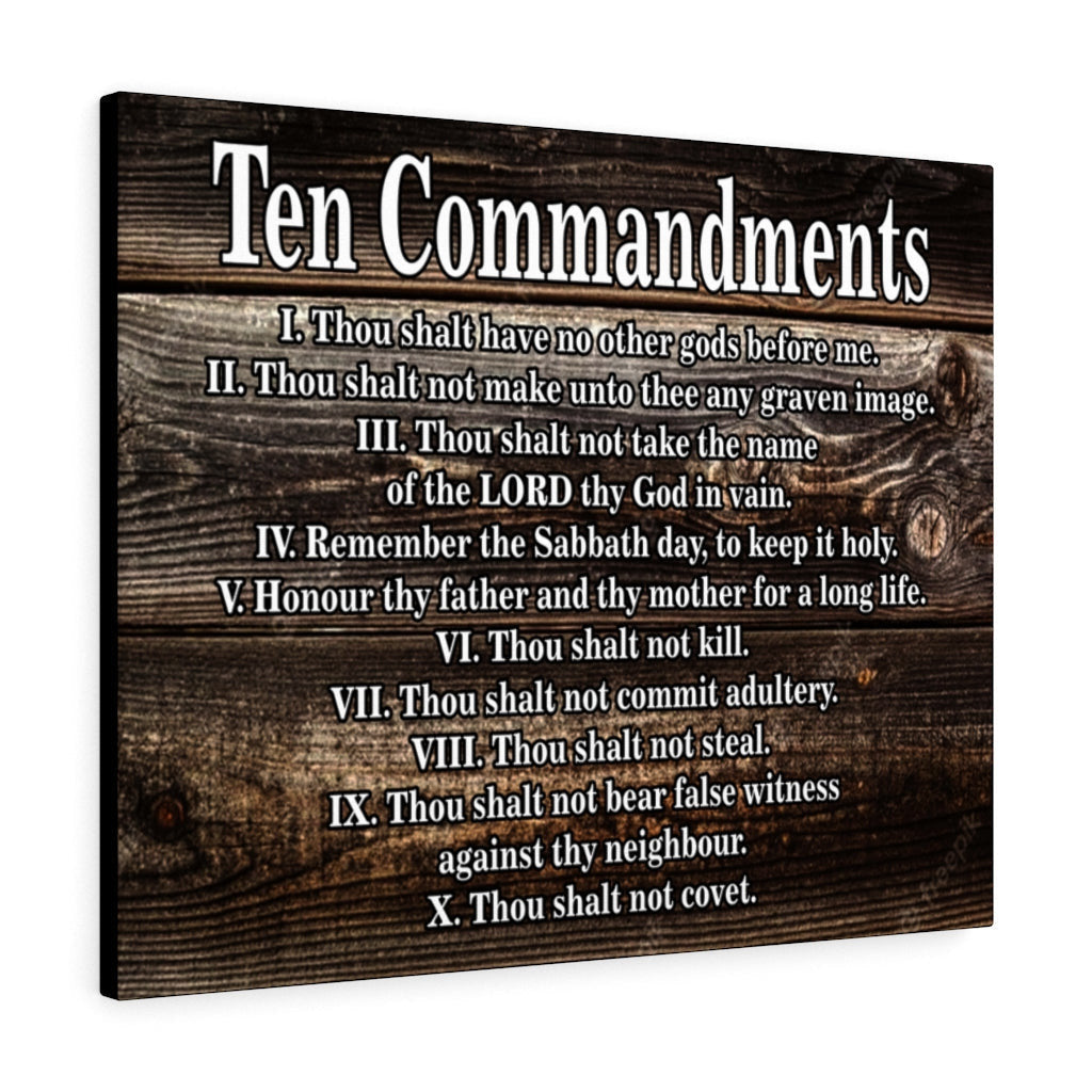 Scripture Canvas Ten Commandments Gold Tablets Christian Wall Art Meaningful Home Decor Gifts Unique Housewarming Gift Ideas Framed Prints, Canvas