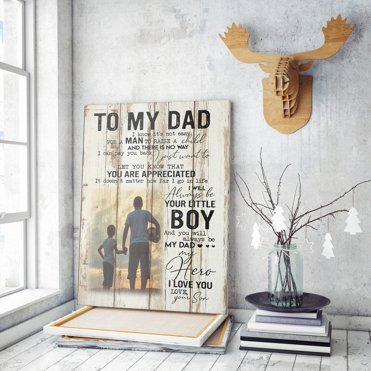 Personalized Canvas Painting, Canvas Hanging Wall Art Gift For Dad, You Will Always Be My Dad My Hero Wall Art Framed Prints, Canvas