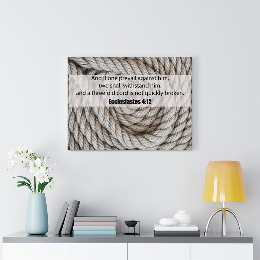Scripture Canvas Threefold Cord Ecclesiastes 4:12 Christian Wall Art Bible Verse Meaningful Home Decor Gifts Unique Housewarming Gift Ideas Framed Prints, Canvas