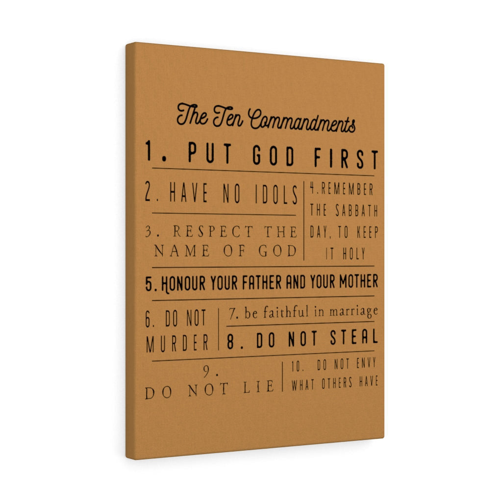 Scripture Canvas Ten Commandments Gold Christian Wall Art Meaningful Home Decor Gifts Unique Housewarming Gift Ideas Framed Prints, Canvas