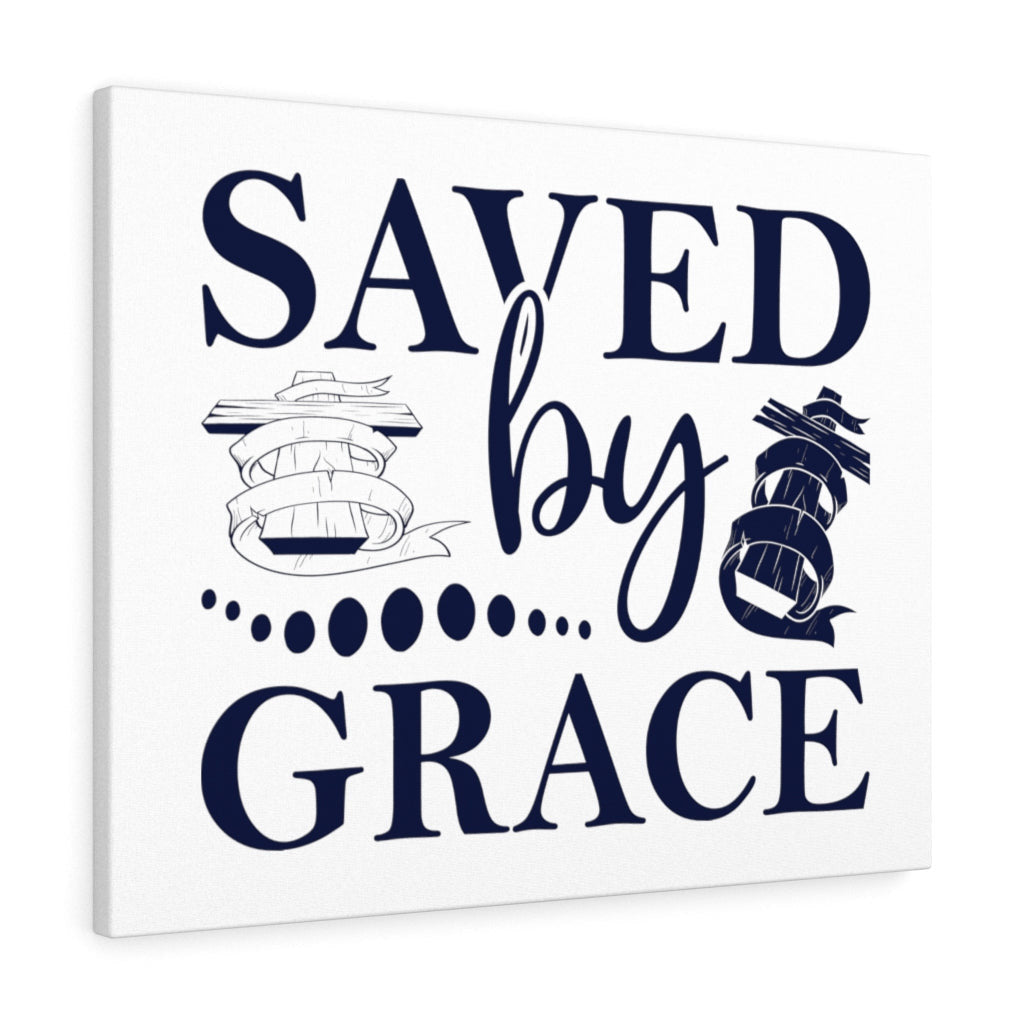 Scripture Canvas Saved By Grace Christian Wall Art Meaningful Home Decor Gifts Unique Housewarming Gift Ideas Framed Prints, Canvas
