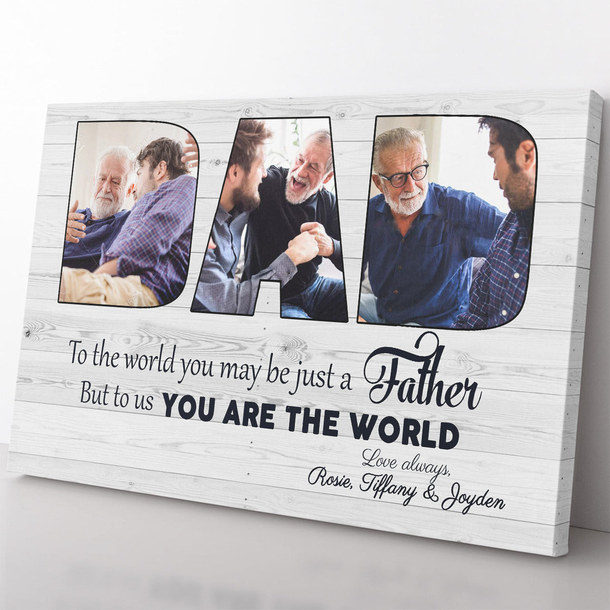 Personalized Photo Home Decor Wall Art Gift Ideas Gift For Dad, To the World You Just a Father Home Decor Wall Art Gift Ideas Gift for Father's Day Framed Prints, Canvas
