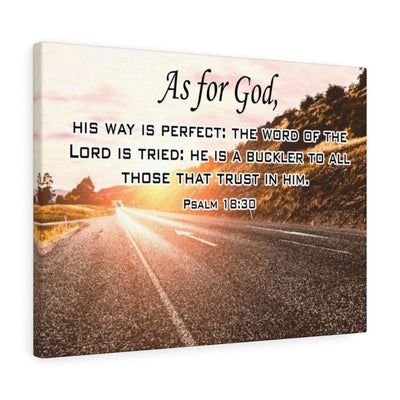 Scripture Canvas As For God Psalm 18:30 Scripture Christian Wall Art Bible Verse Meaningful Home Decor Gifts Unique Housewarming Gift Ideas Framed Prints, Canvas