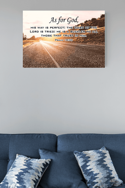 Scripture Canvas As For God Psalm 18:30 Scripture Christian Wall Art Bible Verse Meaningful Home Decor Gifts Unique Housewarming Gift Ideas Framed Prints, Canvas