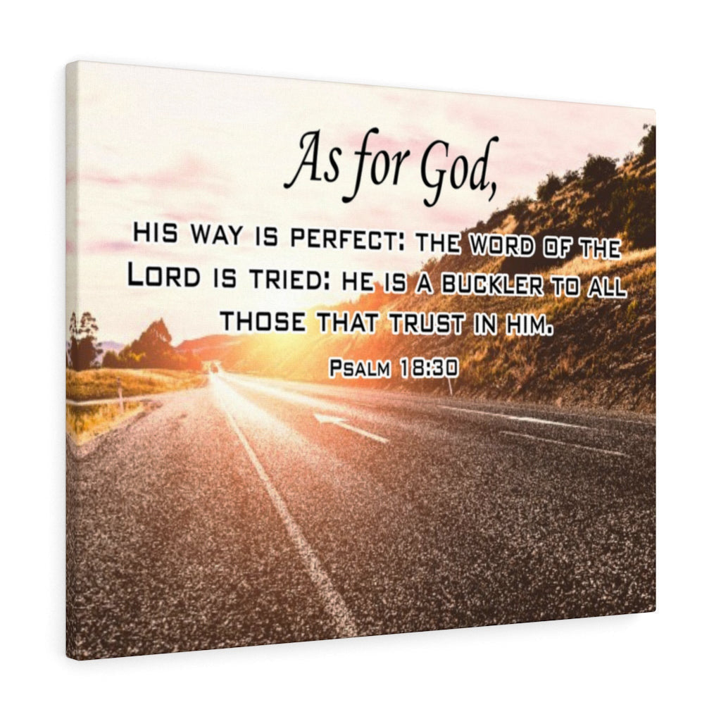 Scripture Canvas As For God Psalm 18:30 Scripture Christian Wall Art Bible Verse Meaningful Home Decor Gifts Unique Housewarming Gift Ideas Framed Prints, Canvas