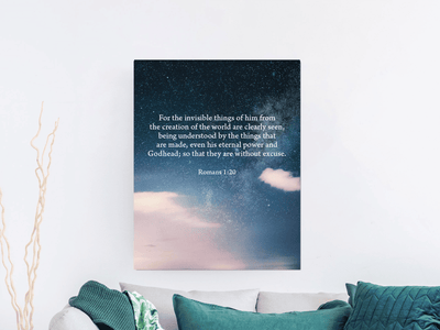 Scripture Canvas Without Excuse Romans 1:20 Christian Wall Art Bible Verse Meaningful Home Decor Gifts Unique Housewarming Gift Ideas Framed Prints, Canvas