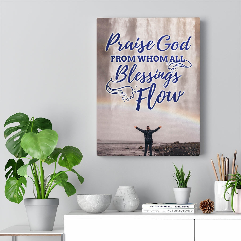 Blessings Flow Christian Wall Art Bible Verse Meaningful Home Decor Gifts Unique Housewarming Gift Ideas Framed Prints, Canvas