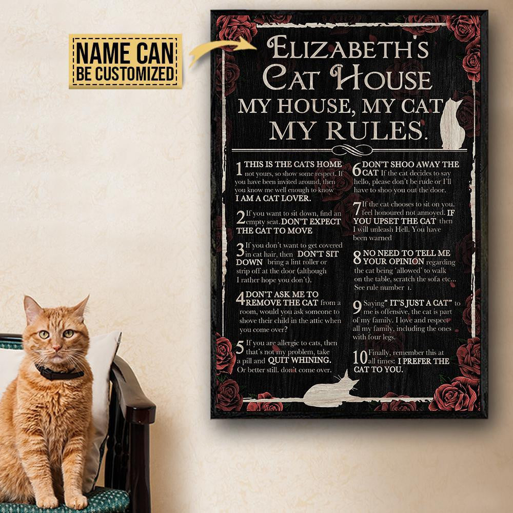 Personalized Canvas Frames Home Decoration Cat House Rules  Framed Prints, Canvas