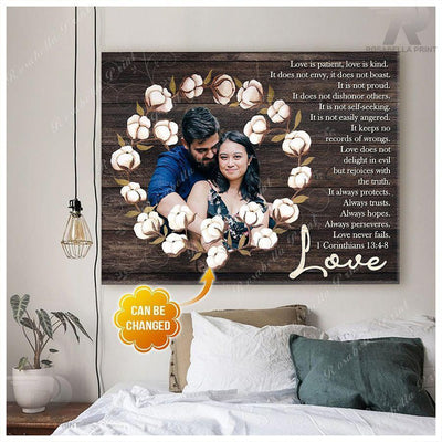 Personalized Canvas Custom Photo Frames Home Decoration Couple Wall Art Love Is Patient Love Is Kind Wall Art Anniversary Gift Idea Framed Prints, Canvas