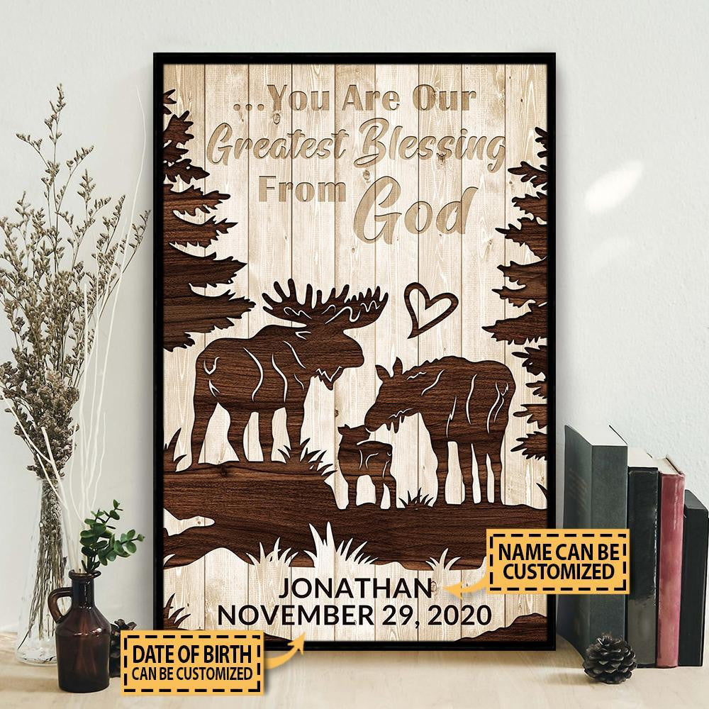 Personalized Canvas Art Painting, Canvas Gallery Hanging Home Decoration  Moose Greatest Blessing  Framed Prints, Canvas