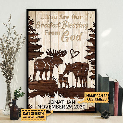 Personalized Canvas Art Painting, Canvas Gallery Hanging Home Decoration  Moose Greatest Blessing  Framed Prints, Canvas