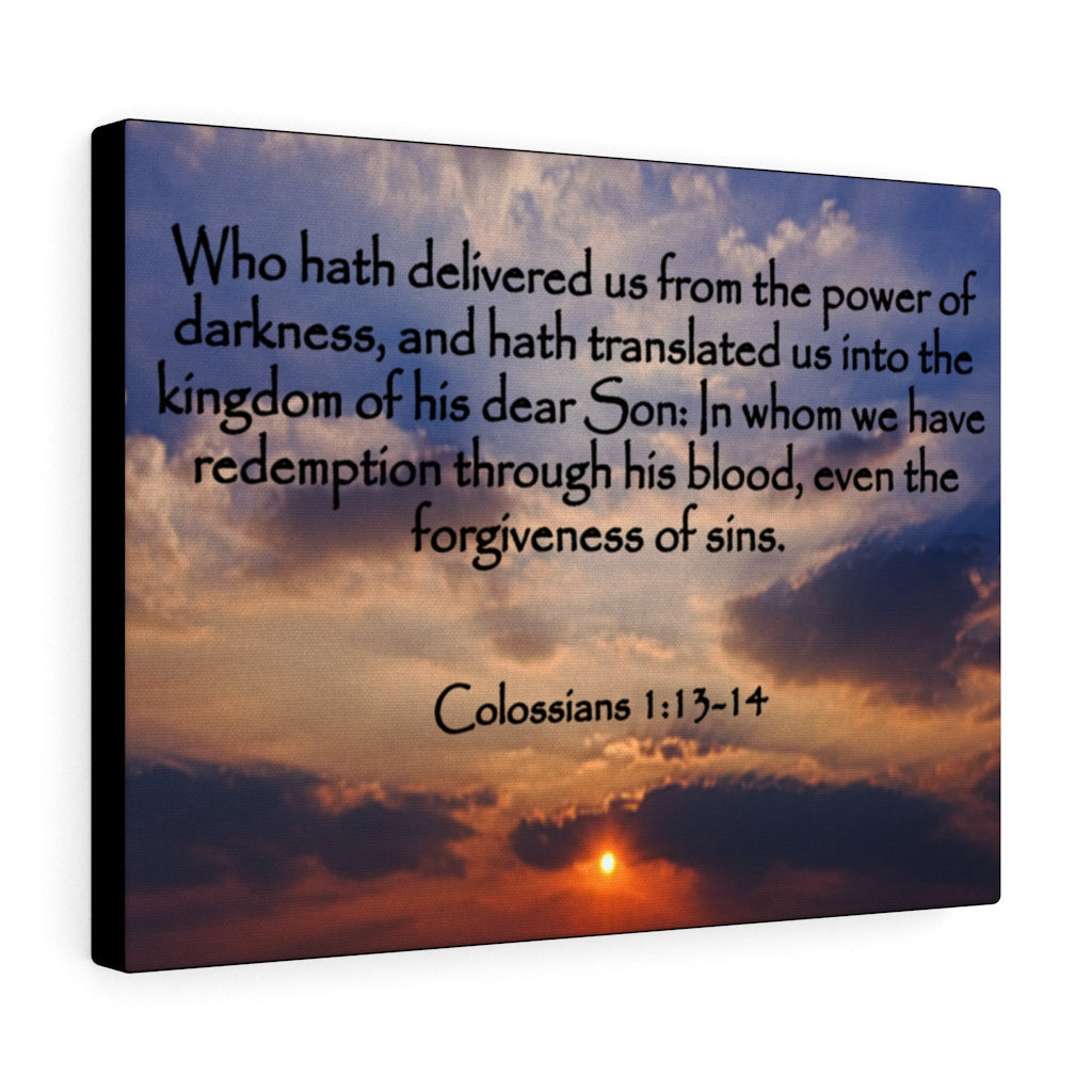 Bible Verse Canvas Into The Kingdom of His Dear Son Colossians 1:13-14 Christian Home Decor Wall Art Scripture Ready to Hang Faith Print Framed Prints, Canvas