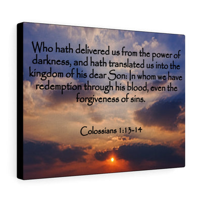 Bible Verse Canvas Into The Kingdom of His Dear Son Colossians 1:13-14 Christian Home Decor Wall Art Scripture Ready to Hang Faith Print Framed Prints, Canvas