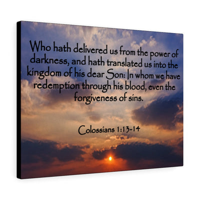Bible Verse Canvas Into The Kingdom of His Dear Son Colossians 1:13-14 Christian Home Decor Wall Art Scripture Ready to Hang Faith Print Framed Prints, Canvas