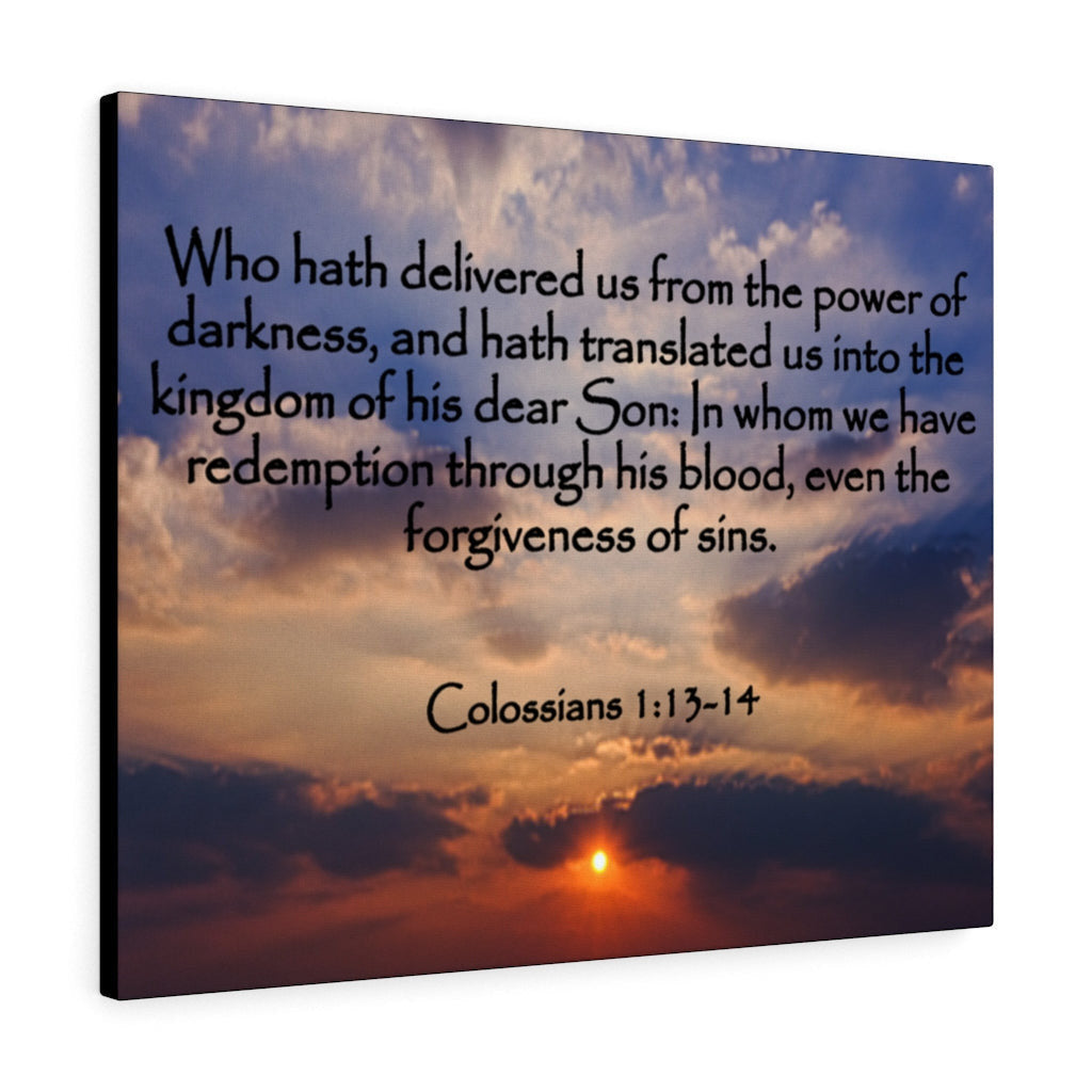 Bible Verse Canvas Into The Kingdom of His Dear Son Colossians 1:13-14 Christian Home Decor Wall Art Scripture Ready to Hang Faith Print Framed Prints, Canvas