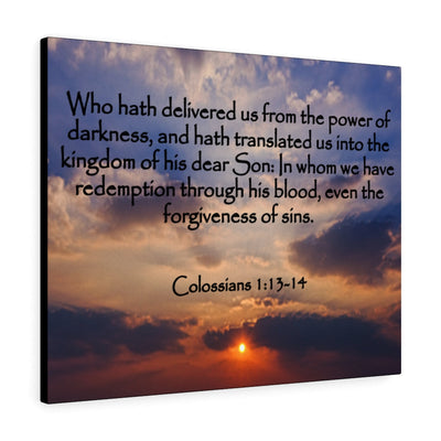 Bible Verse Canvas Into The Kingdom of His Dear Son Colossians 1:13-14 Christian Home Decor Wall Art Scripture Ready to Hang Faith Print Framed Prints, Canvas