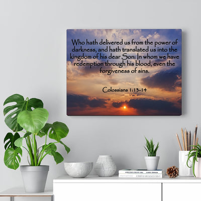 Bible Verse Canvas Into The Kingdom of His Dear Son Colossians 1:13-14 Christian Home Decor Wall Art Scripture Ready to Hang Faith Print Framed Prints, Canvas