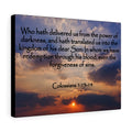 Bible Verse Canvas Into The Kingdom of His Dear Son Colossians 1:13-14 Christian Home Decor Wall Art Scripture Ready to Hang Faith Print Framed Prints, Canvas