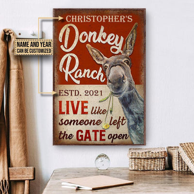 Personalized Canvas Frames Home Decoration Donkey Ranch The Gate Open Gift Home Decor Framed Prints, Canvas