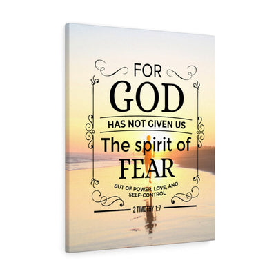 Scripture Canvas Spirit of Fear 2 Timothy 1:7 Scripture Christian Wall Art Bible Verse Meaningful Home Decor Gifts Unique Housewarming Gift Ideas Framed Prints, Canvas