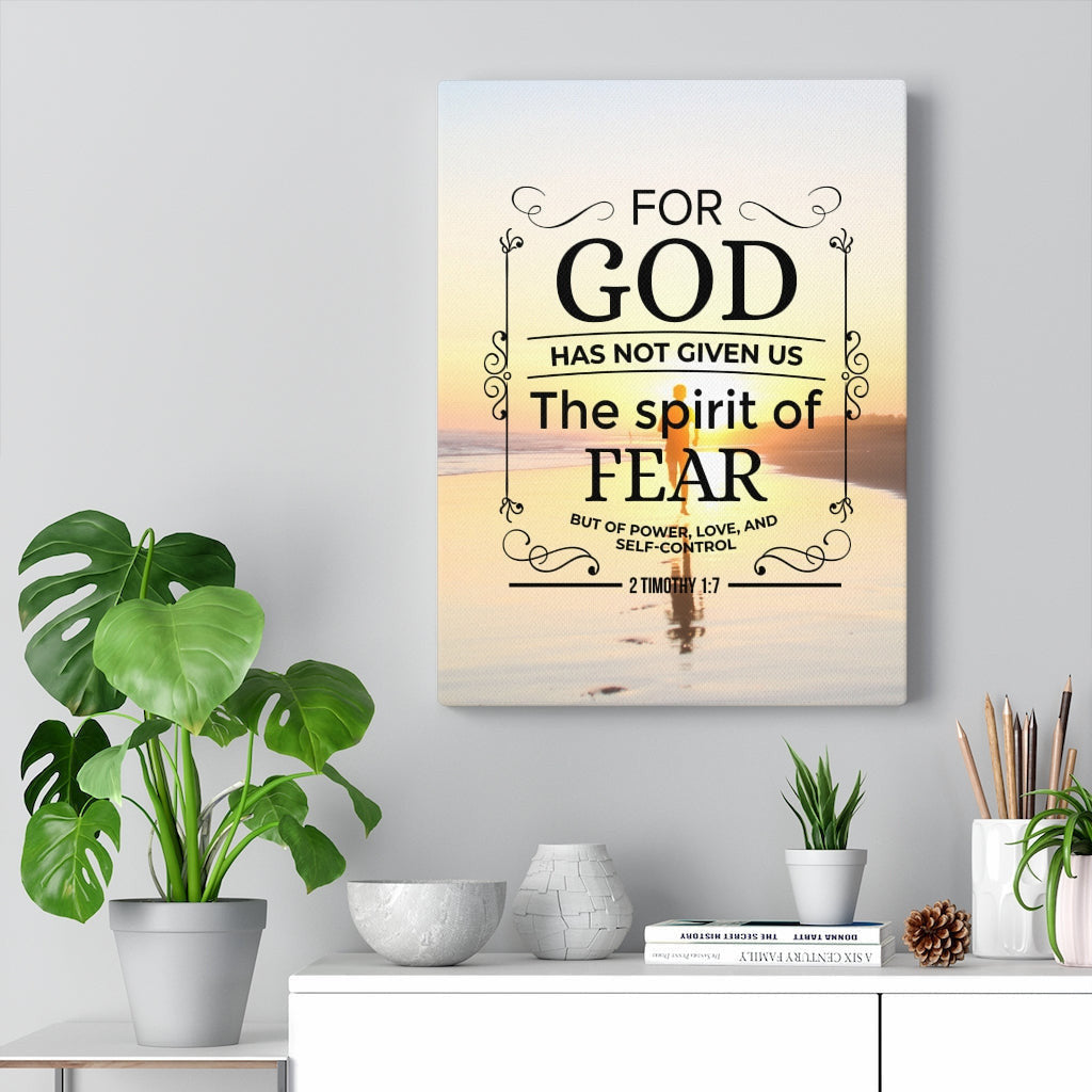 Scripture Canvas Spirit of Fear 2 Timothy 1:7 Scripture Christian Wall Art Bible Verse Meaningful Home Decor Gifts Unique Housewarming Gift Ideas Framed Prints, Canvas