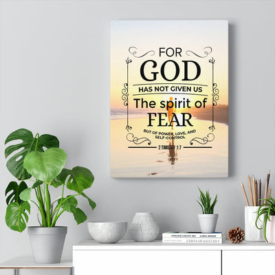 Scripture Canvas Spirit of Fear 2 Timothy 1:7 Scripture Christian Wall Art Bible Verse Meaningful Home Decor Gifts Unique Housewarming Gift Ideas Framed Prints, Canvas