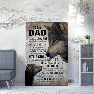 Home Decor Wall Art Gift Ideas Gift For Wolf Dad, My Dad The Myth The Legend Home Decor Wall Art Gift Ideas Framed Prints, Canvas