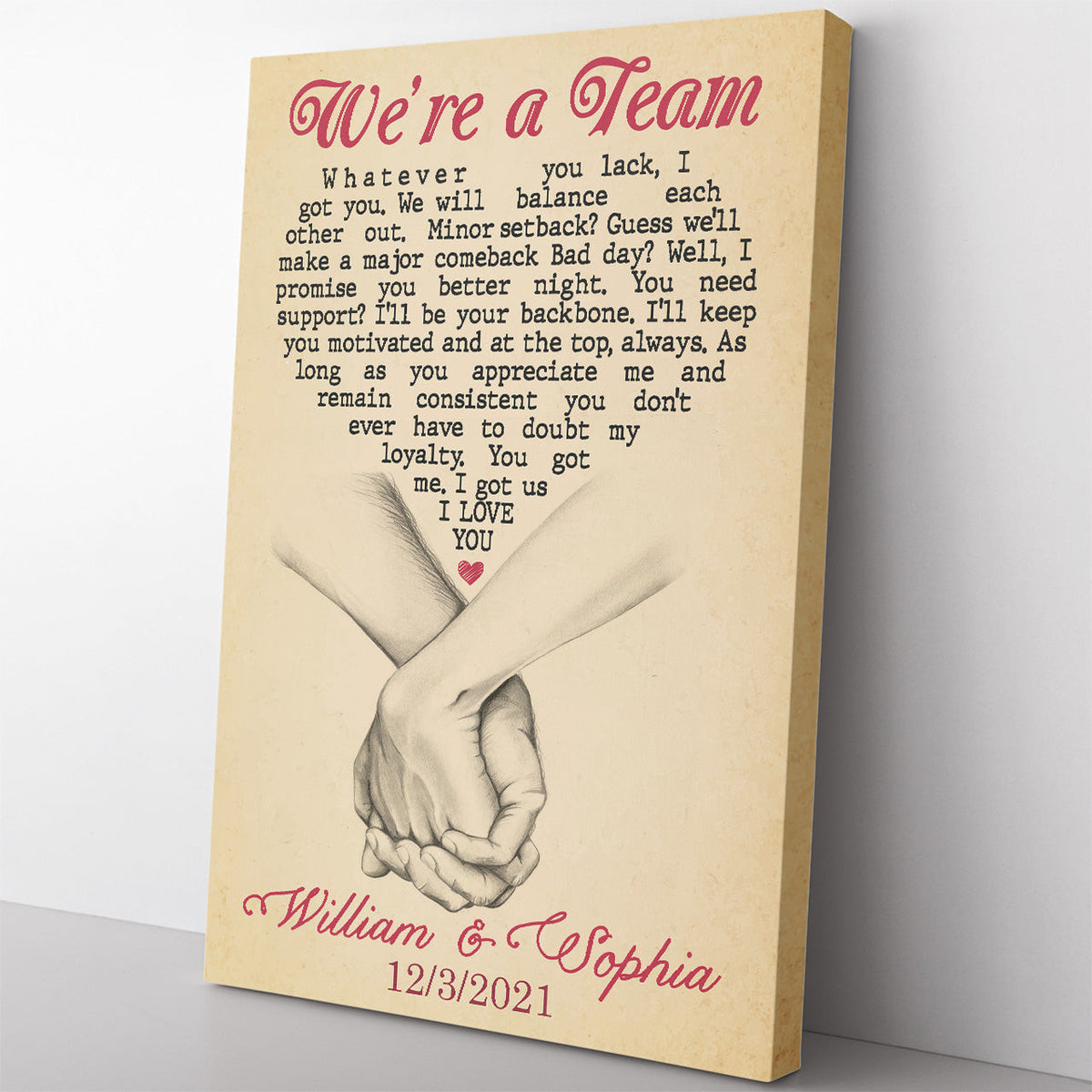 We're A Team Home Decor Wall Art Gift Ideas for Couple, Valentines Day Home Decor Wall Art Gift Ideas Gift Ideas for Wife Framed Prints, Canvas