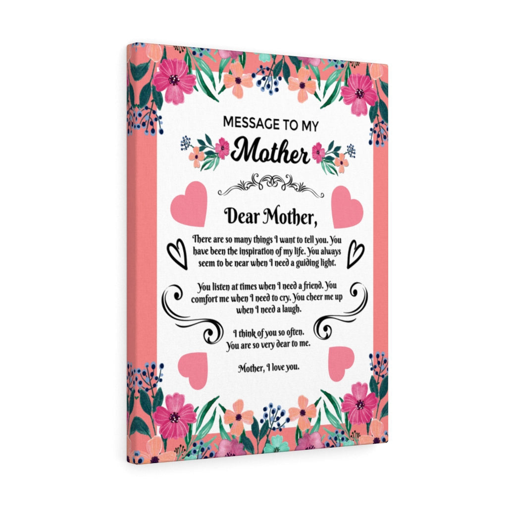Mom Message Inspiration of my Life Mother Appreciation Wall Art Ready To Hang Stretched Canvas Framed Prints, Canvas